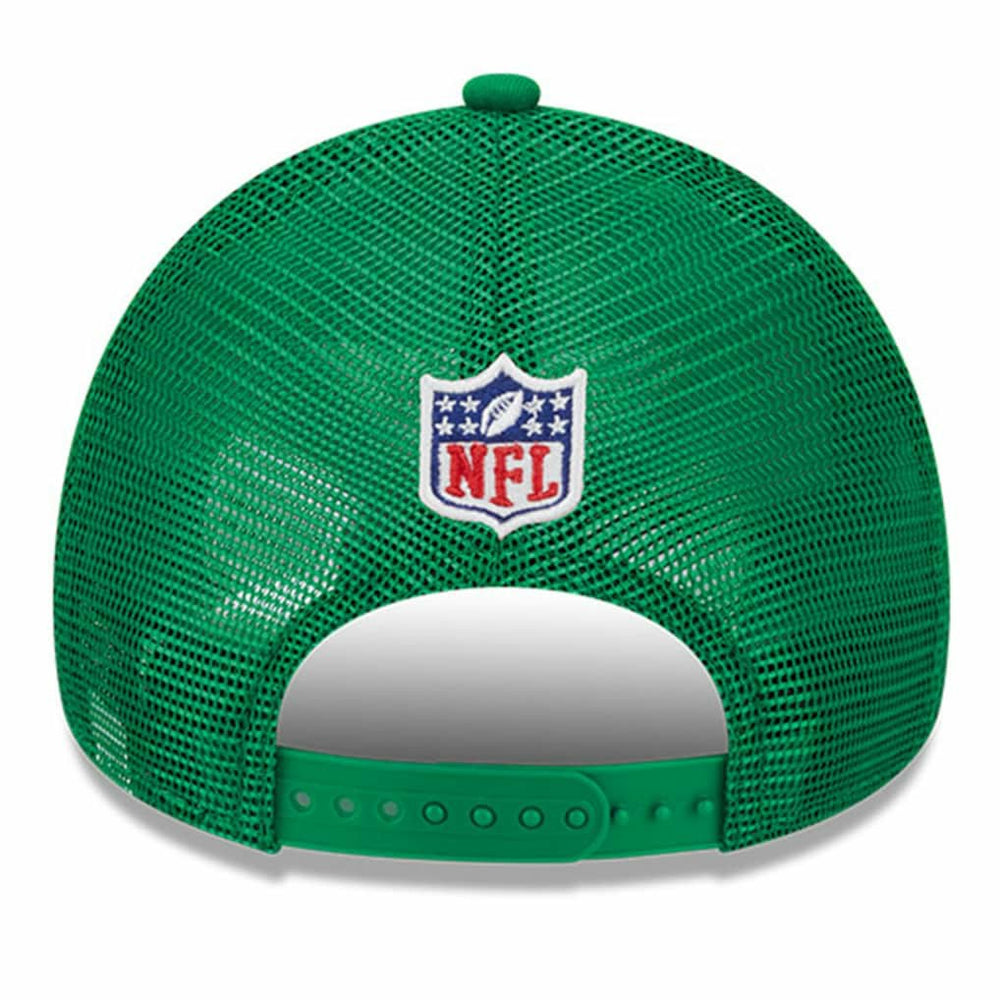 Philadelphia Eagles New Era 2024 Sideline Historic 9FORTY A-Frame Trucker Adjustable Hat - Stone/Kelly Green Hats