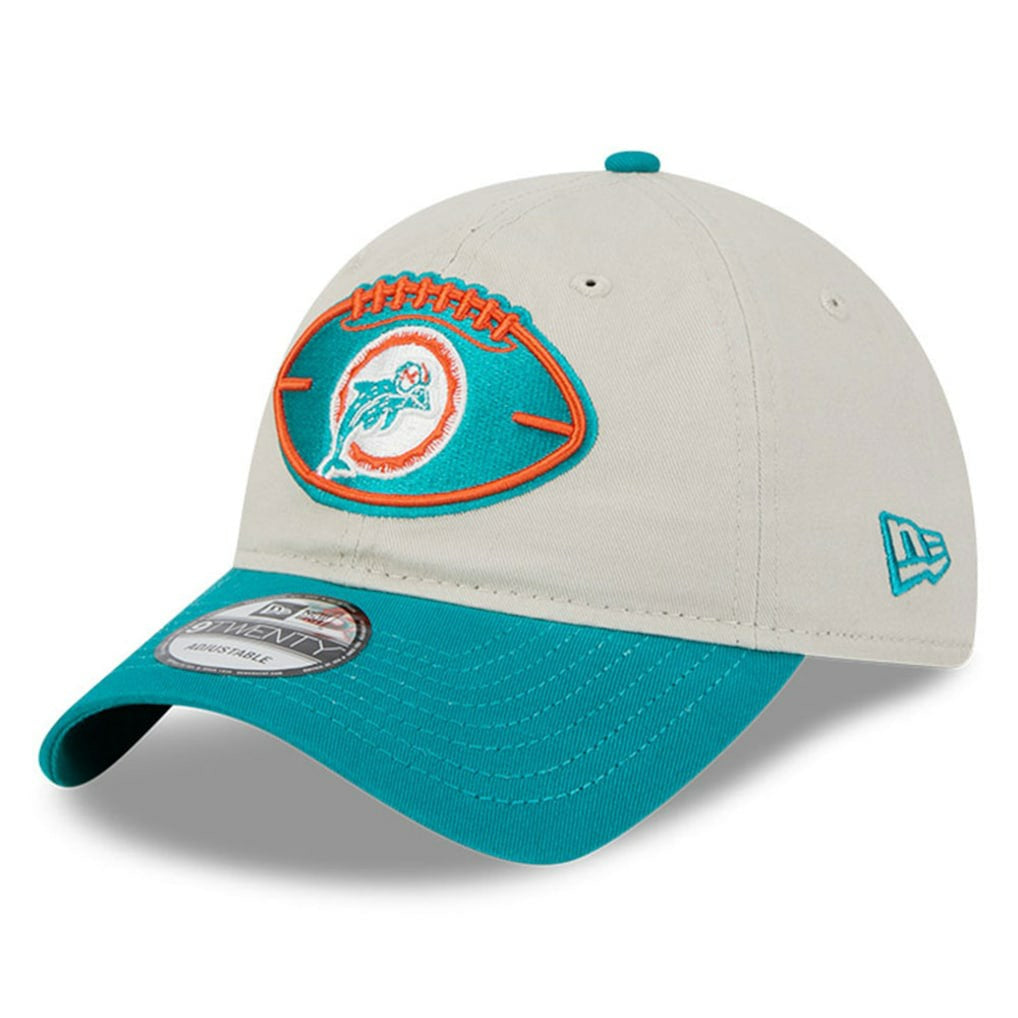 Miami Dolphins New Era 2024 Sideline Historic 9TWENTY Adjustable Hat - Stone/Aqua Hats