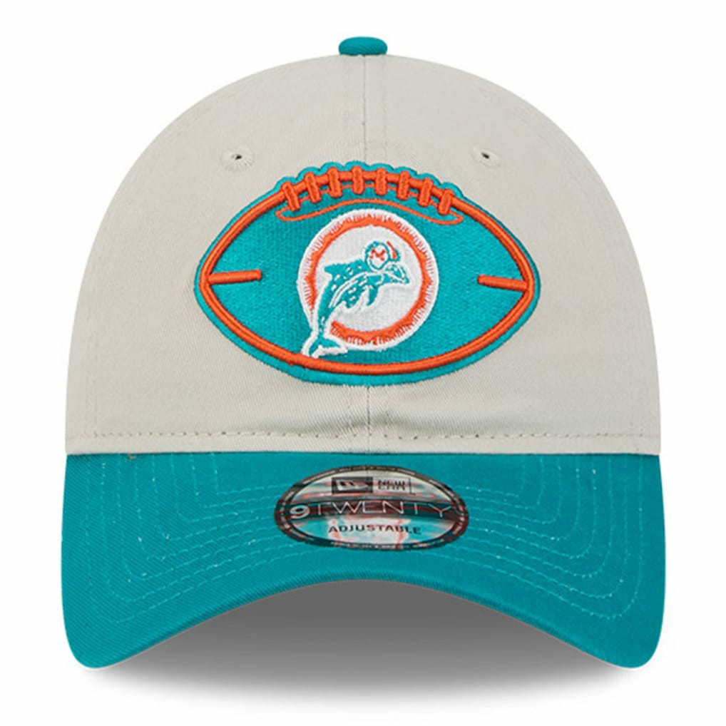 Miami Dolphins New Era 2024 Sideline Historic 9TWENTY Adjustable Hat - Stone/Aqua Hats