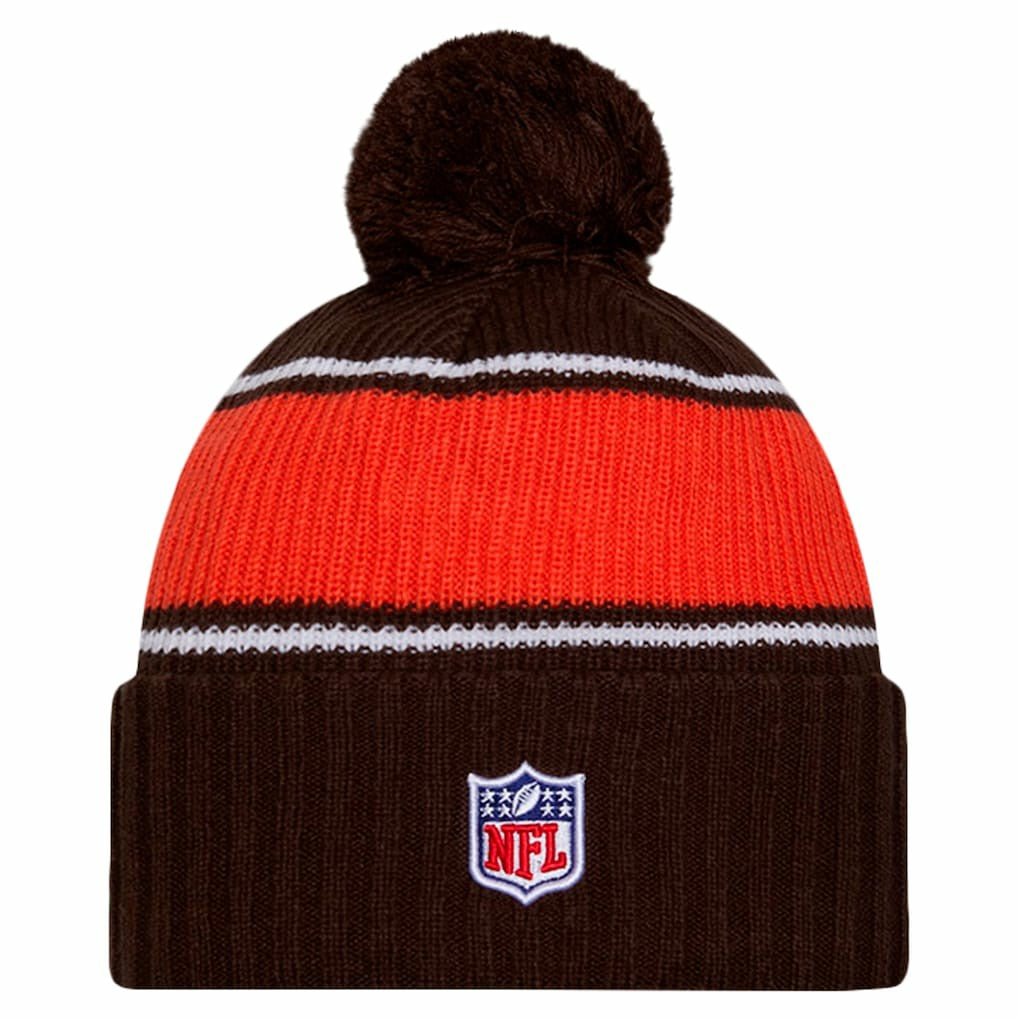 Cleveland Browns New Era 2024 Sideline Cuffed Knit Hat with Pom - Brown Hats
