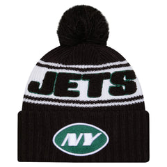 New York Jets New Era 2024 Sideline Cuffed Knit Hat with Pom - Black Hats