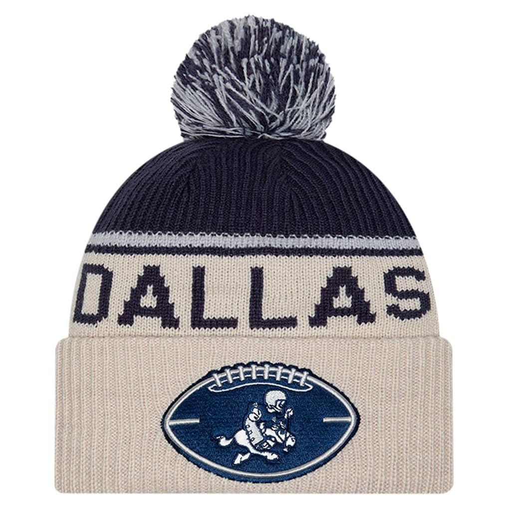 Dallas Cowboys New Era NFL Sideline Historic Cuffed Knit Hat with Pom
 - Stone Hats