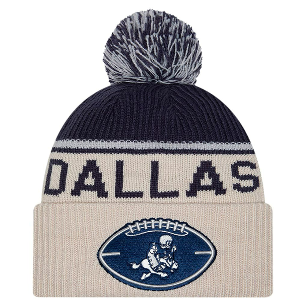 Dallas Cowboys New Era NFL Sideline Historic Cuffed Knit Hat with Pom
 - Stone Hats
