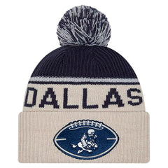 Dallas Cowboys New Era NFL Sideline Historic Cuffed Knit Hat with Pom
 - Stone Hats