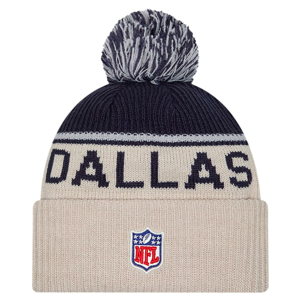 Dallas Cowboys New Era NFL Sideline Historic Cuffed Knit Hat with Pom
 - Stone Hats