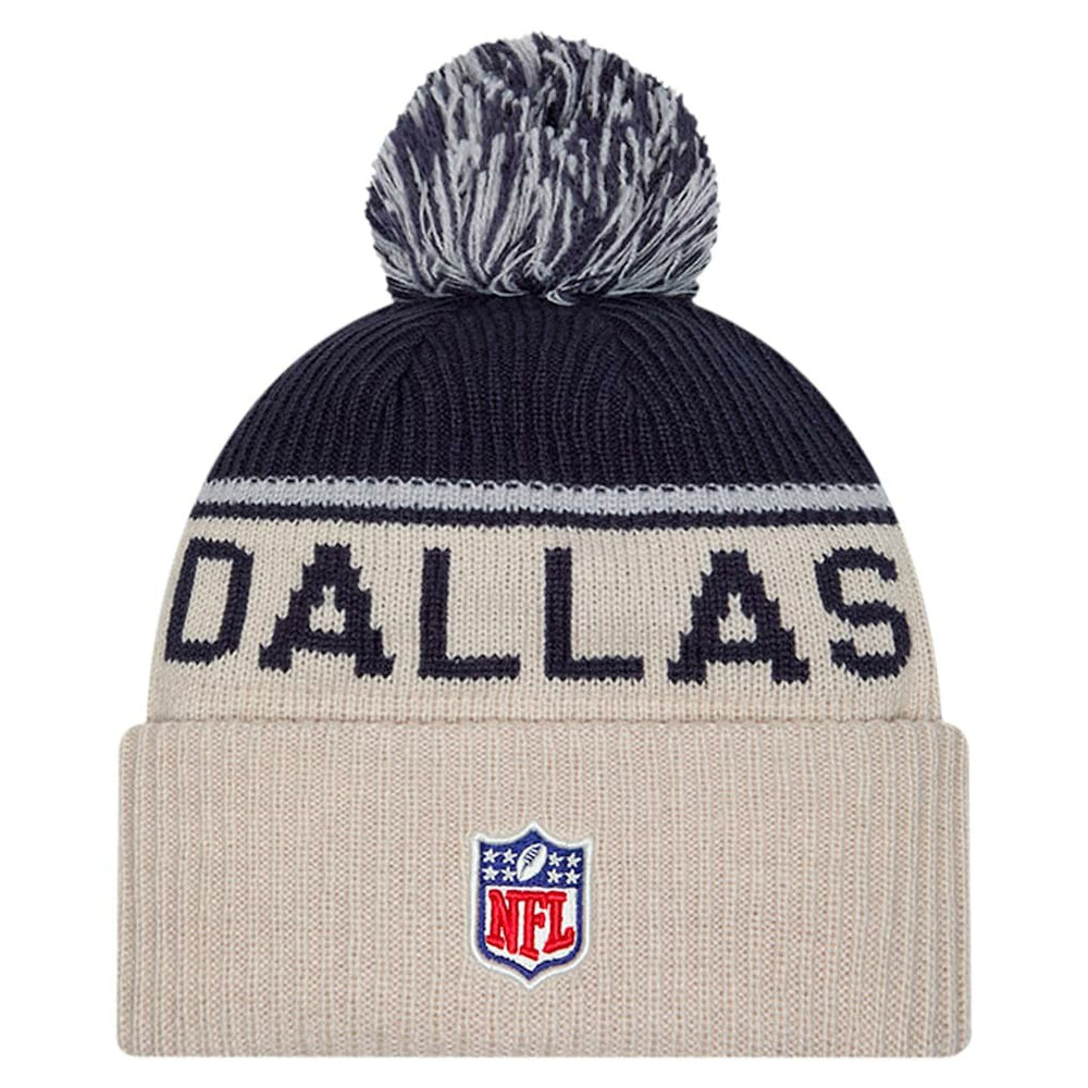 Dallas Cowboys New Era NFL Sideline Historic Cuffed Knit Hat with Pom
 - Stone Hats