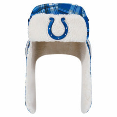 Indianapolis Colts New Era Sideline Plaid Sherpa Trapper Hat - Royal Hats
