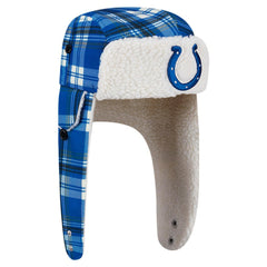 Indianapolis Colts New Era Sideline Plaid Sherpa Trapper Hat - Royal Hats