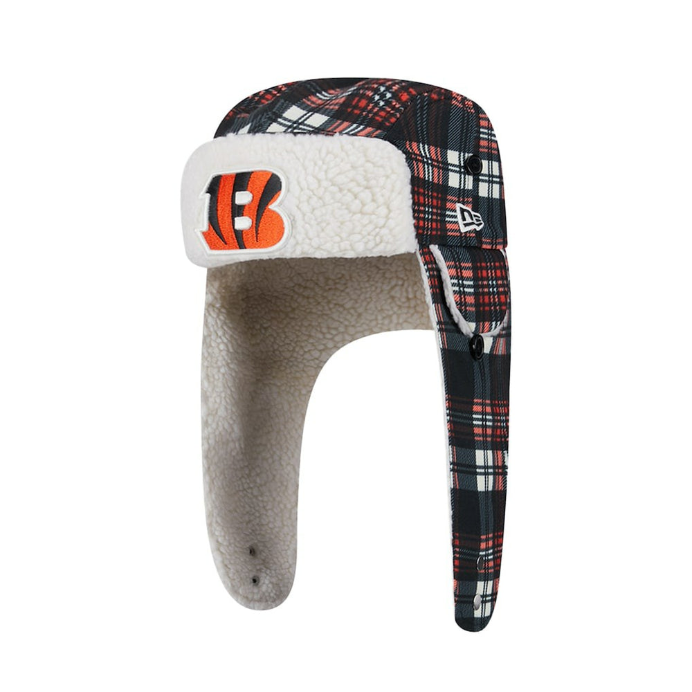 Cincinnati Bengals New Era Sideline Plaid Sherpa Trapper Hat - Black Hats
