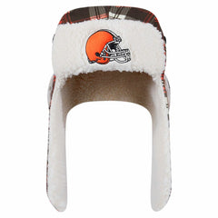 Cleveland Browns New Era Sideline Plaid Sherpa Trapper Hat - Brown Hats