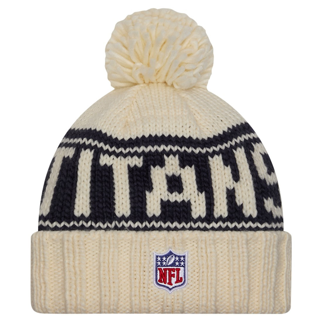 Tennessee Titans New Era Women's 2024 Sideline Cuffed Knit Hat with Pom - Cream Hats