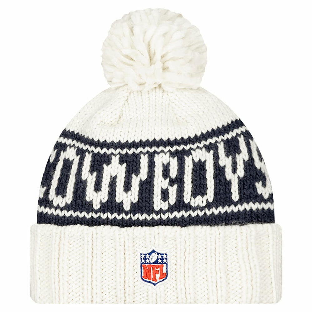 Dallas Cowboys New Era Women's 2024 Sideline Cuffed Knit Hat with Pom - White Hats