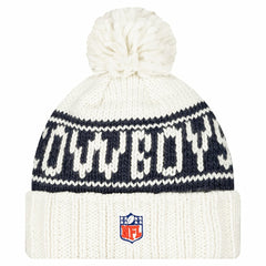 Dallas Cowboys New Era Women's 2024 Sideline Cuffed Knit Hat with Pom - White Hats