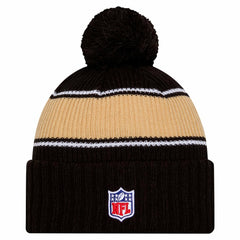 New Orleans Saints New Era Youth 2024 Sideline Sport Cuffed Knit Hat with Pom - Black Hats