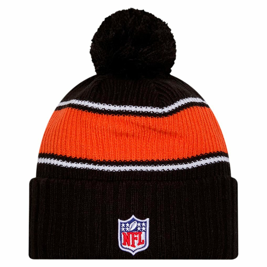 Cincinnati Bengals New Era Youth 2024 Sideline Sport Cuffed Knit Hat with Pom - Black Hats