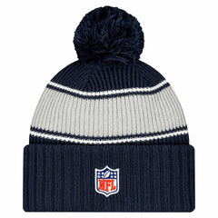 Dallas Cowboys New Era Youth 2024/25 Sideline Cuffed Knit Hat with Pom - Navy Hats