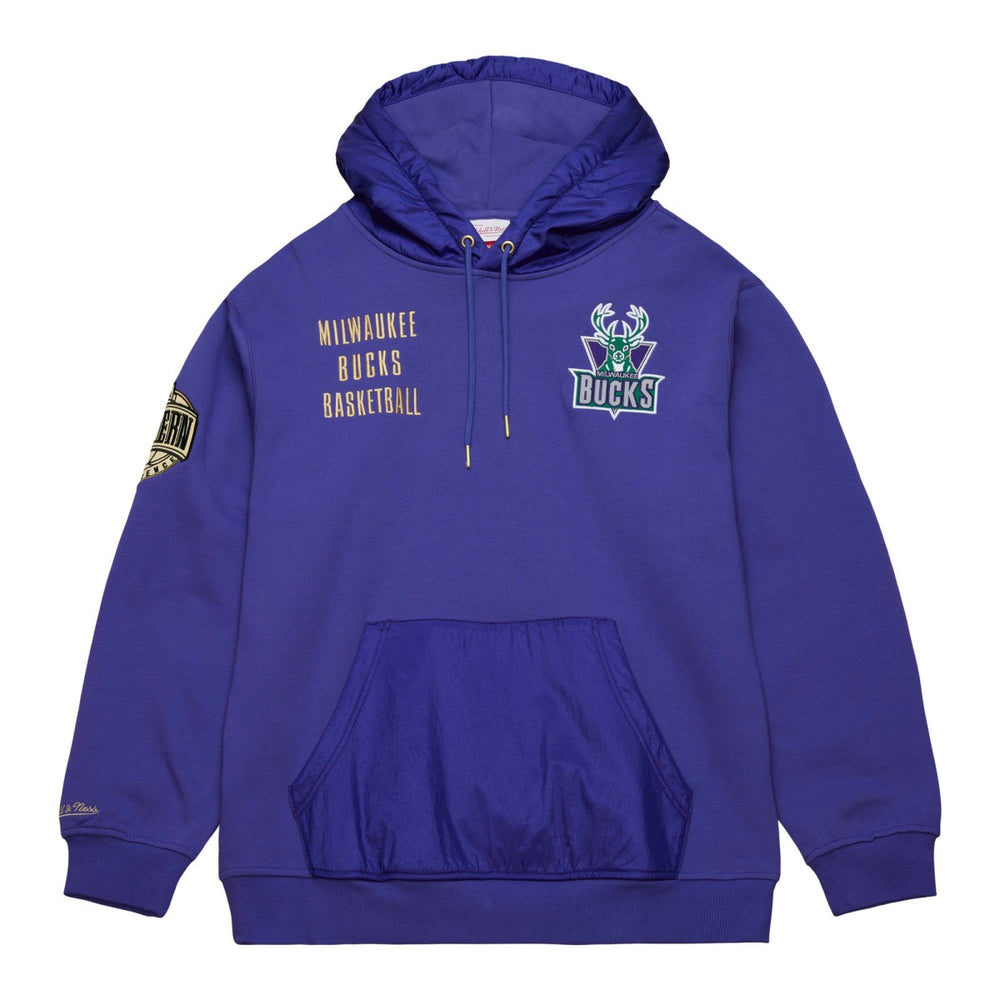 Milwaukee Bucks Team OG 2.0 Vintage Logo Fleece Pullover Hoodie Purple - Mitchell & Ness