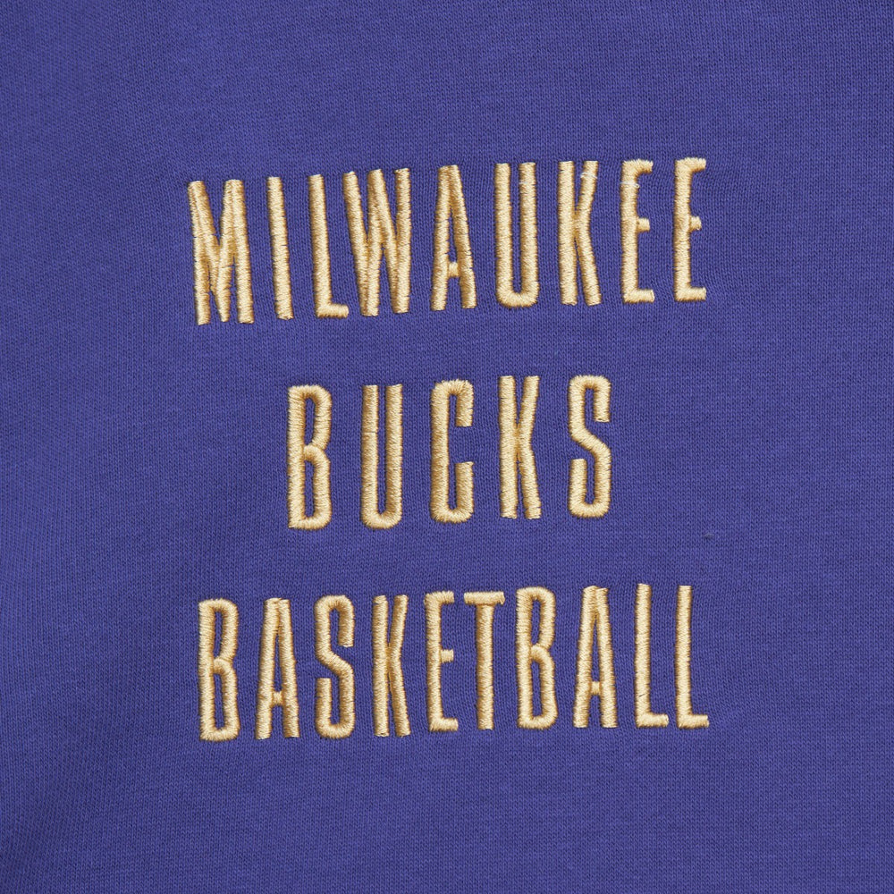 Milwaukee Bucks Team OG 2.0 Vintage Logo Fleece Pullover Hoodie Purple - Mitchell & Ness
