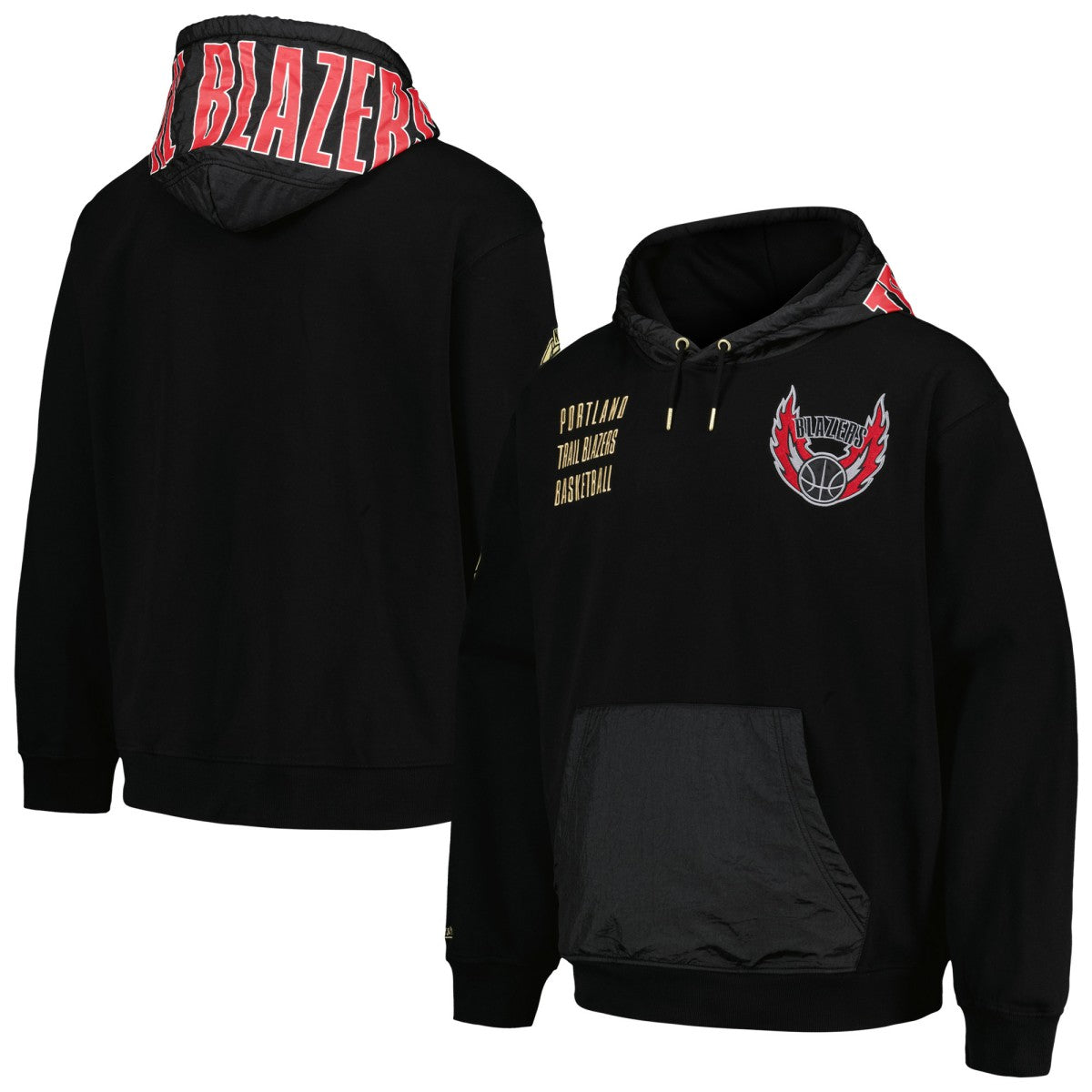 Portland Trail Blazers Team OG 2.0 Vintage Logo Fleece Pullover Hoodie Black - Mitchell & Ness