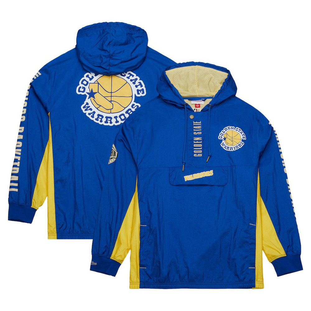 Golden State Warriors Team OG 2.0 Vintage Logo Anorak Windbreaker Quarter-Zip Jacket Royal - Mitchell & Ness