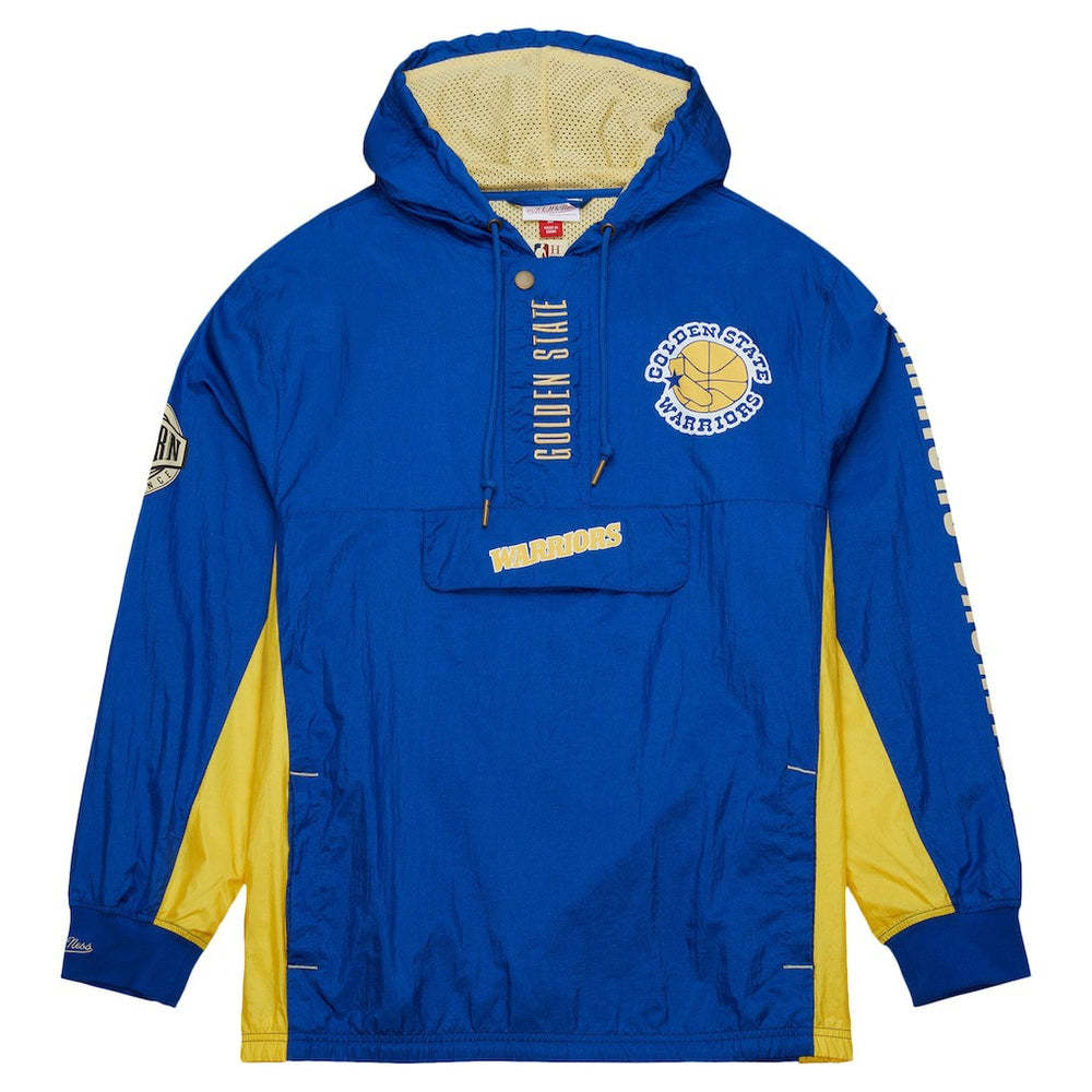 Golden State Warriors Team OG 2.0 Vintage Logo Anorak Windbreaker Quarter-Zip Jacket Royal - Mitchell & Ness