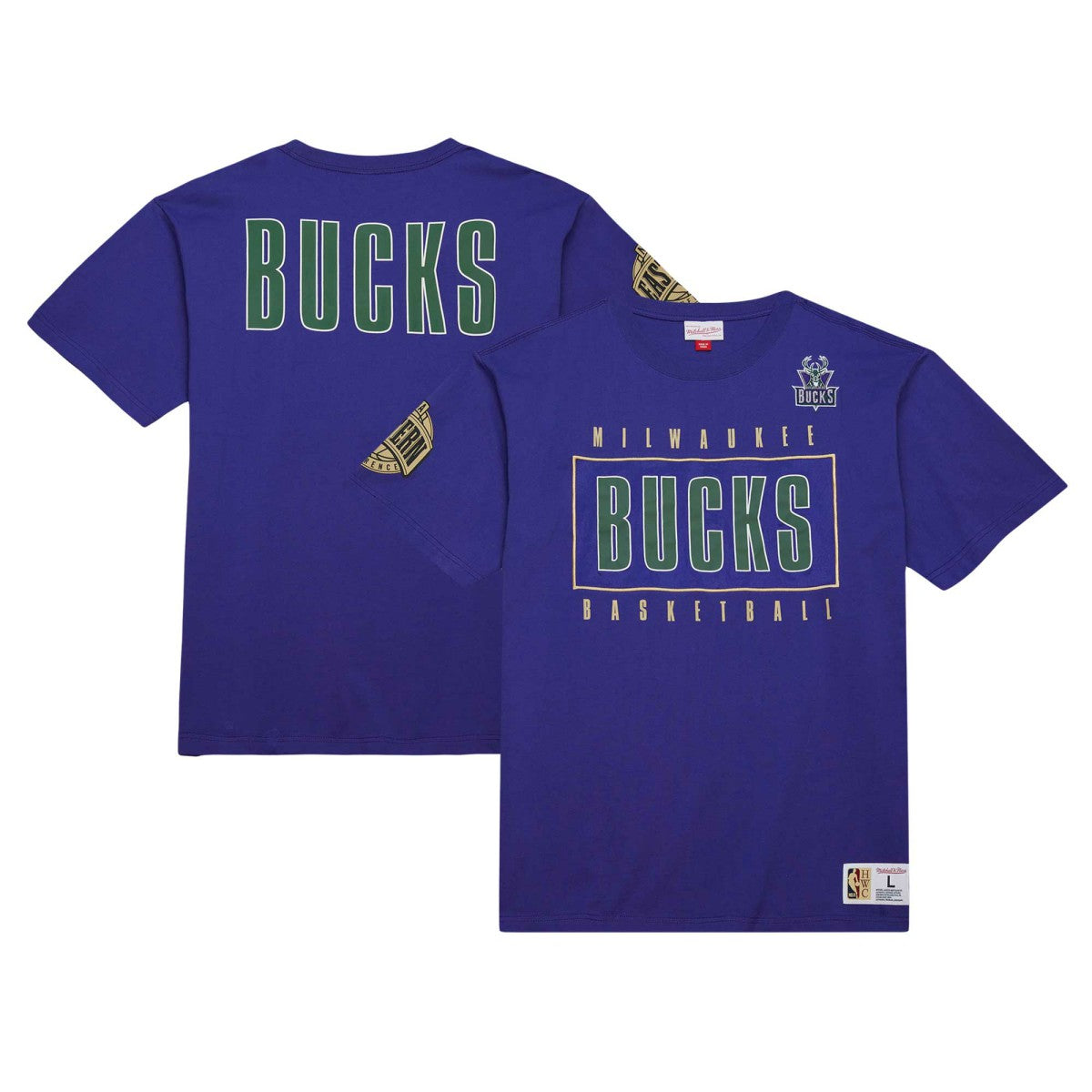 Milwaukee Bucks Hardwood Classics Team OG 2.0 Premium Vintage Logo T-Shirt Purple - Mitchell & Ness