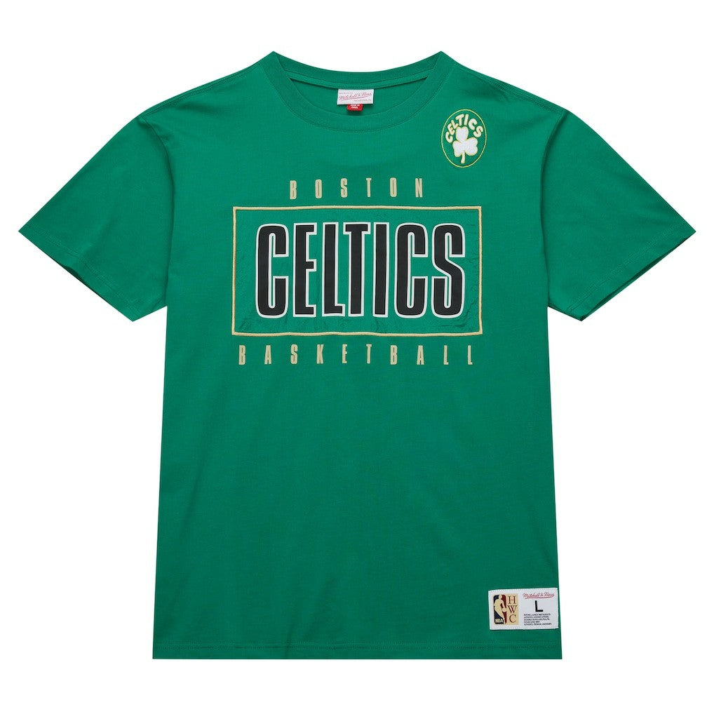 Boston Celtics Hardwood Classics Team OG 2.0 Premium Vintage Logo T-Shirt Kelly Green - Mitchell & Ness