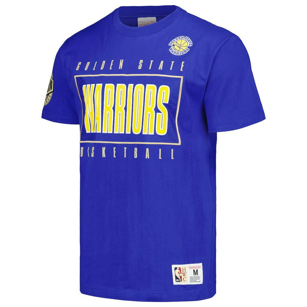 Golden State Warriors Hardwood Classics Team OG 2.0 Premium Vintage Logo T-Shirt Royal - Mitchell & Ness