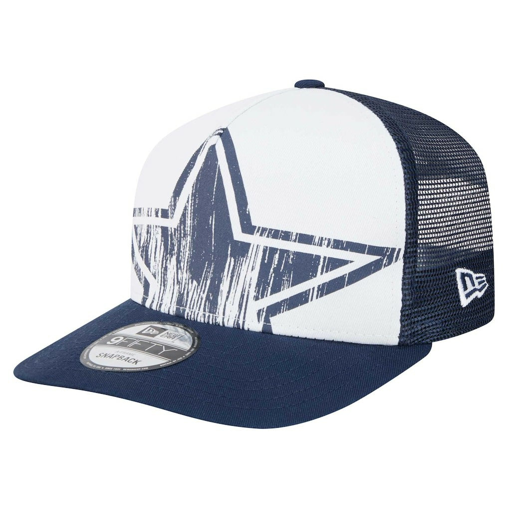 New Era Dallas Cowboys Distressed 9FIFTY A-Frame Snapback Hat - White/Navy Hats