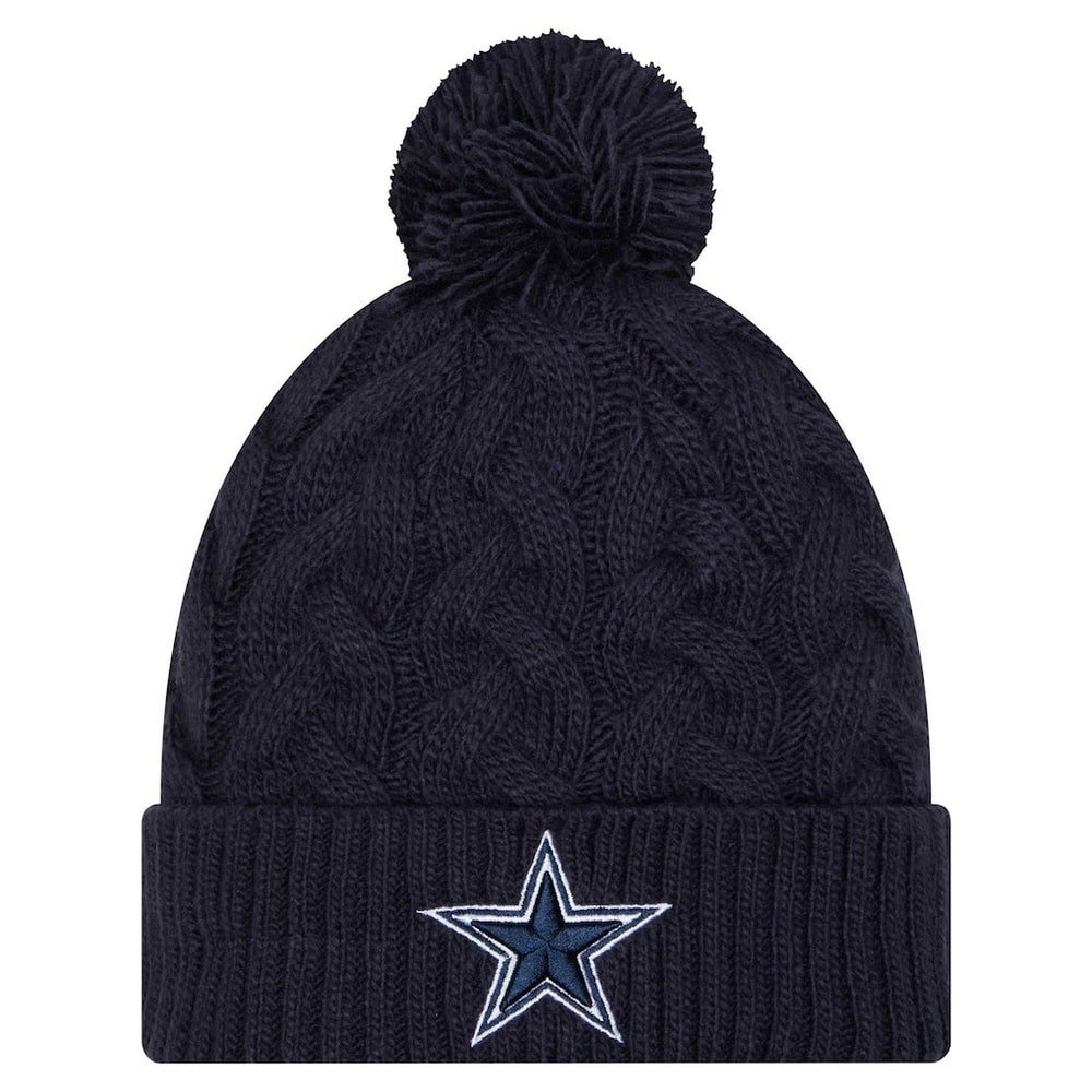 Dallas Cowboys New Era Women's Cable Knit Hat with Pom - Navy Hats