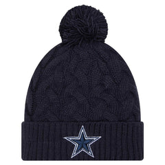 Dallas Cowboys New Era Women's Cable Knit Hat with Pom - Navy Hats