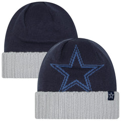 Dallas Cowboys New Era Oversize Cuffed Knit Hat - Navy/Gray Hats