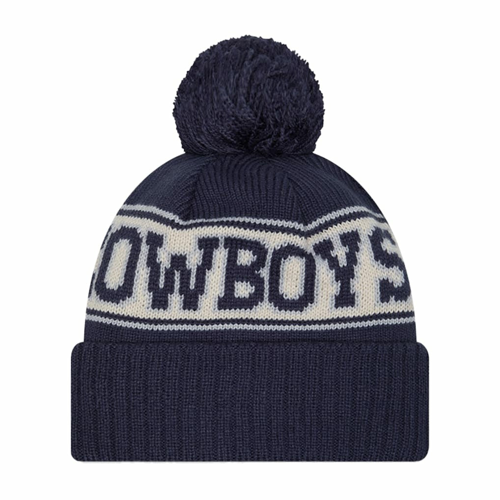 Dallas Cowboys New Era Retro Cuffed Knit Hat with Pom - Navy Hats