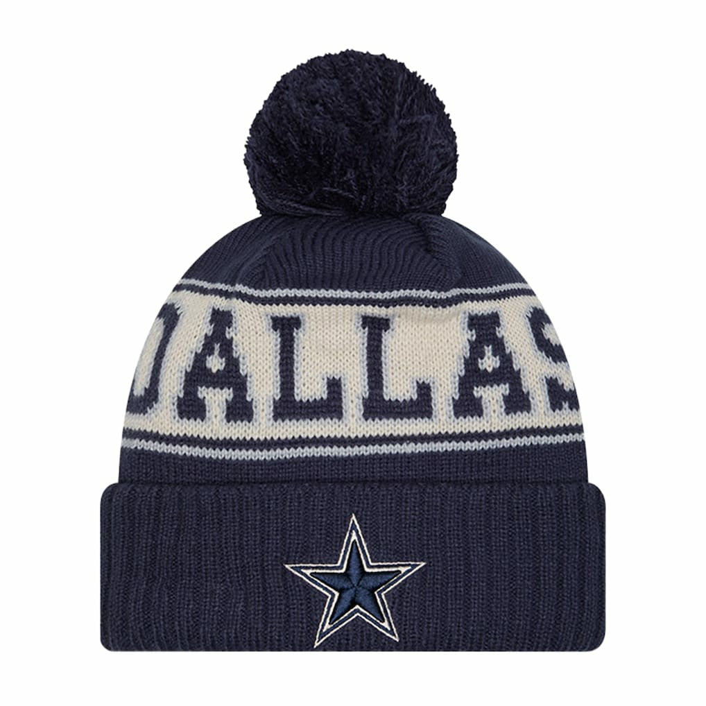 Dallas Cowboys New Era Youth Retro Cuffed Knit Hat with Pom - Navy Hats