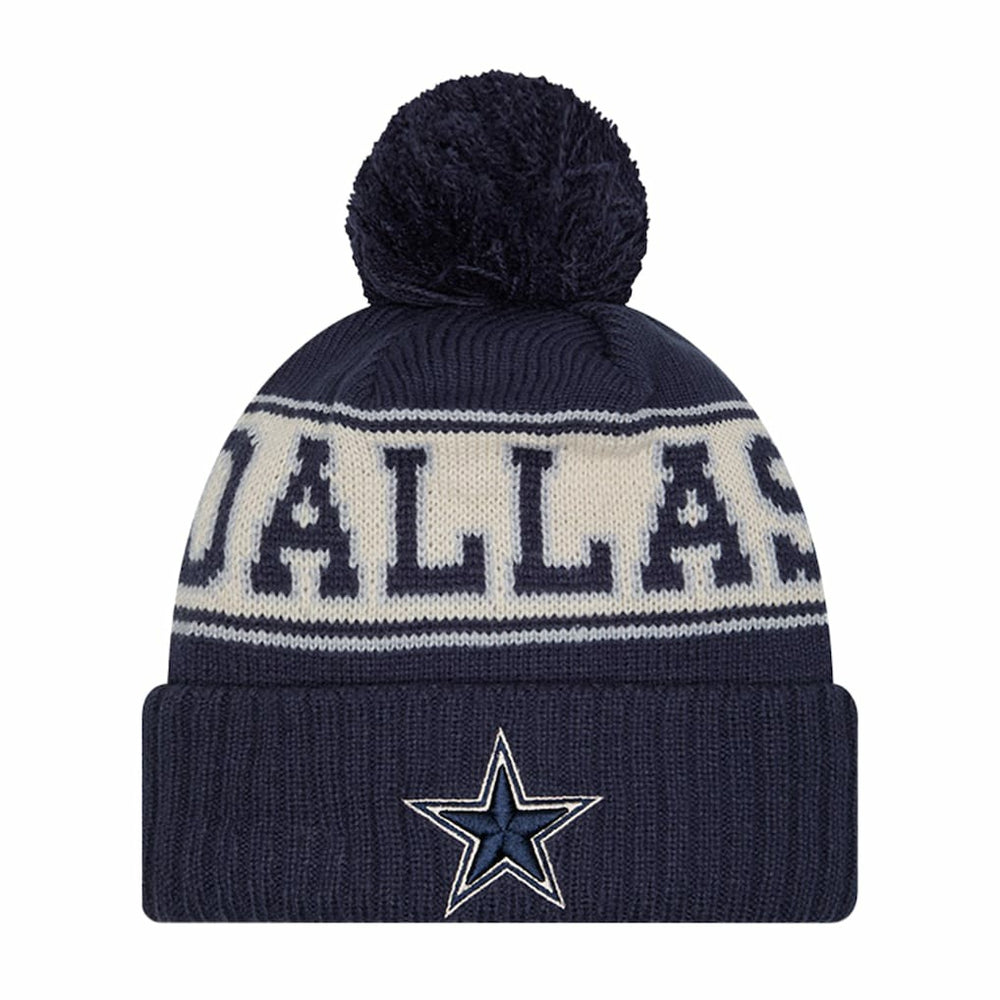 Dallas Cowboys New Era Youth Retro Cuffed Knit Hat with Pom - Navy Hats