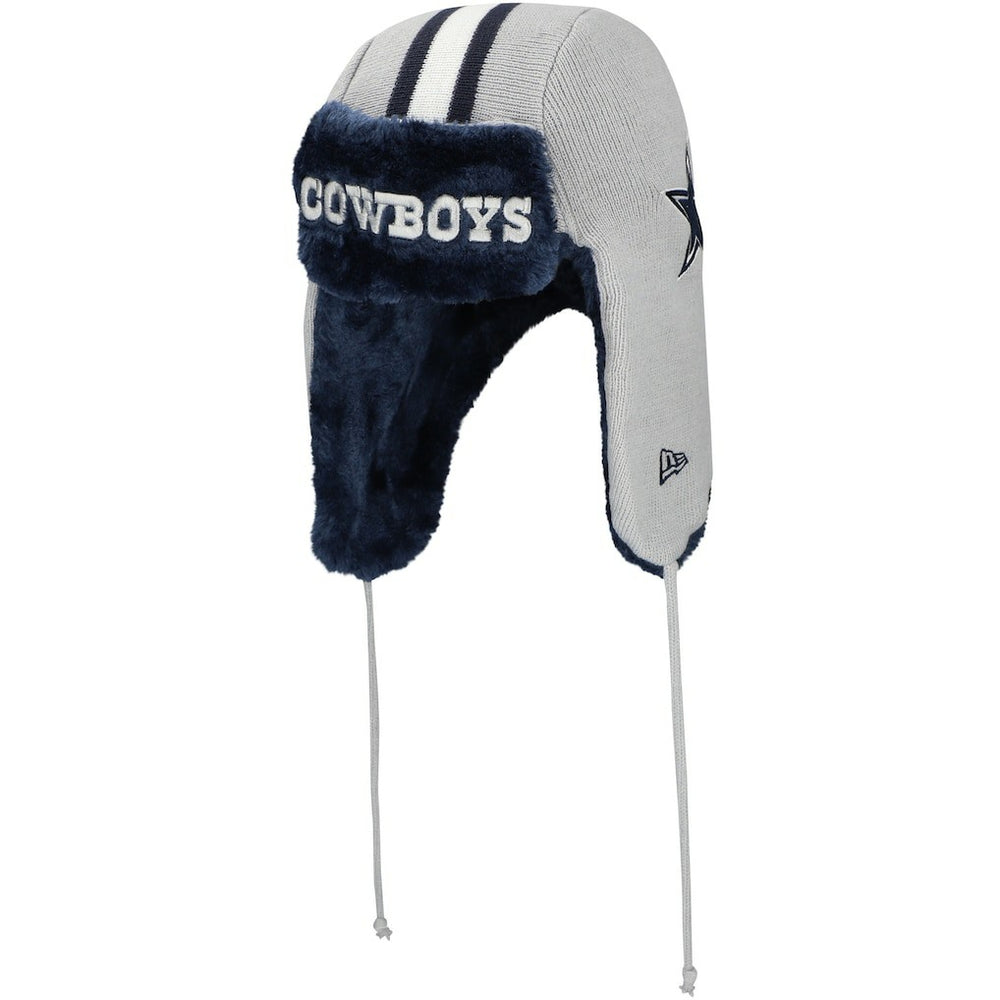 Dallas Cowboys New Era Helmet Head Trapper Knit Hat - Gray Hats