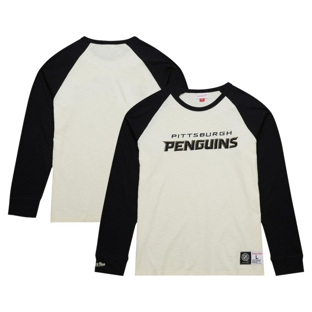 Pittsburgh Penguins Mitchell & Ness Legendary Slub Vintage Raglan Long Sleeve T-Shirt - Cream | US 201112933