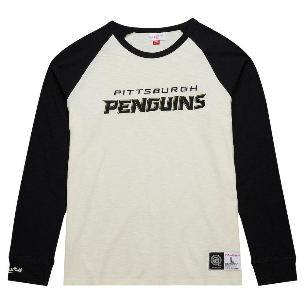Pittsburgh Penguins Mitchell & Ness Legendary Slub Vintage Raglan Long Sleeve T-Shirt - Cream | US 201112933