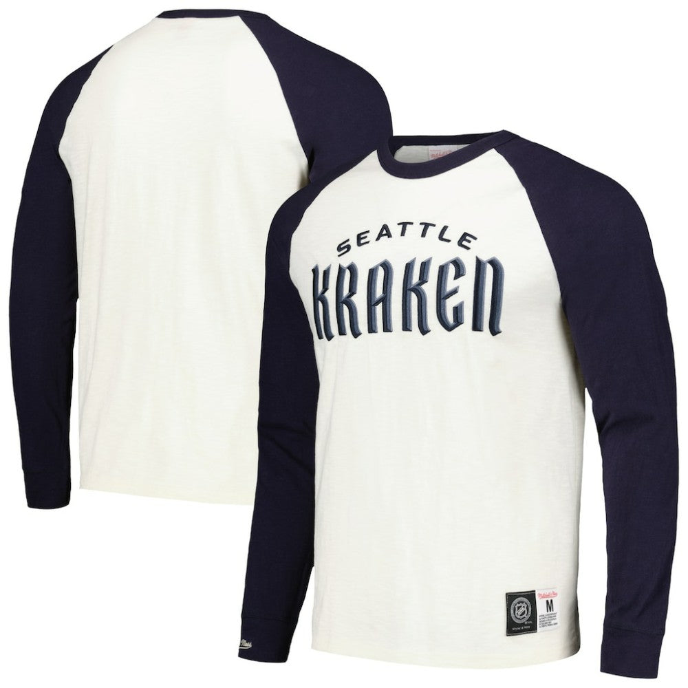 Seattle Kraken Mitchell & Ness Legendary Slub Vintage Raglan Long Sleeve T-Shirt - Cream | US 201112934