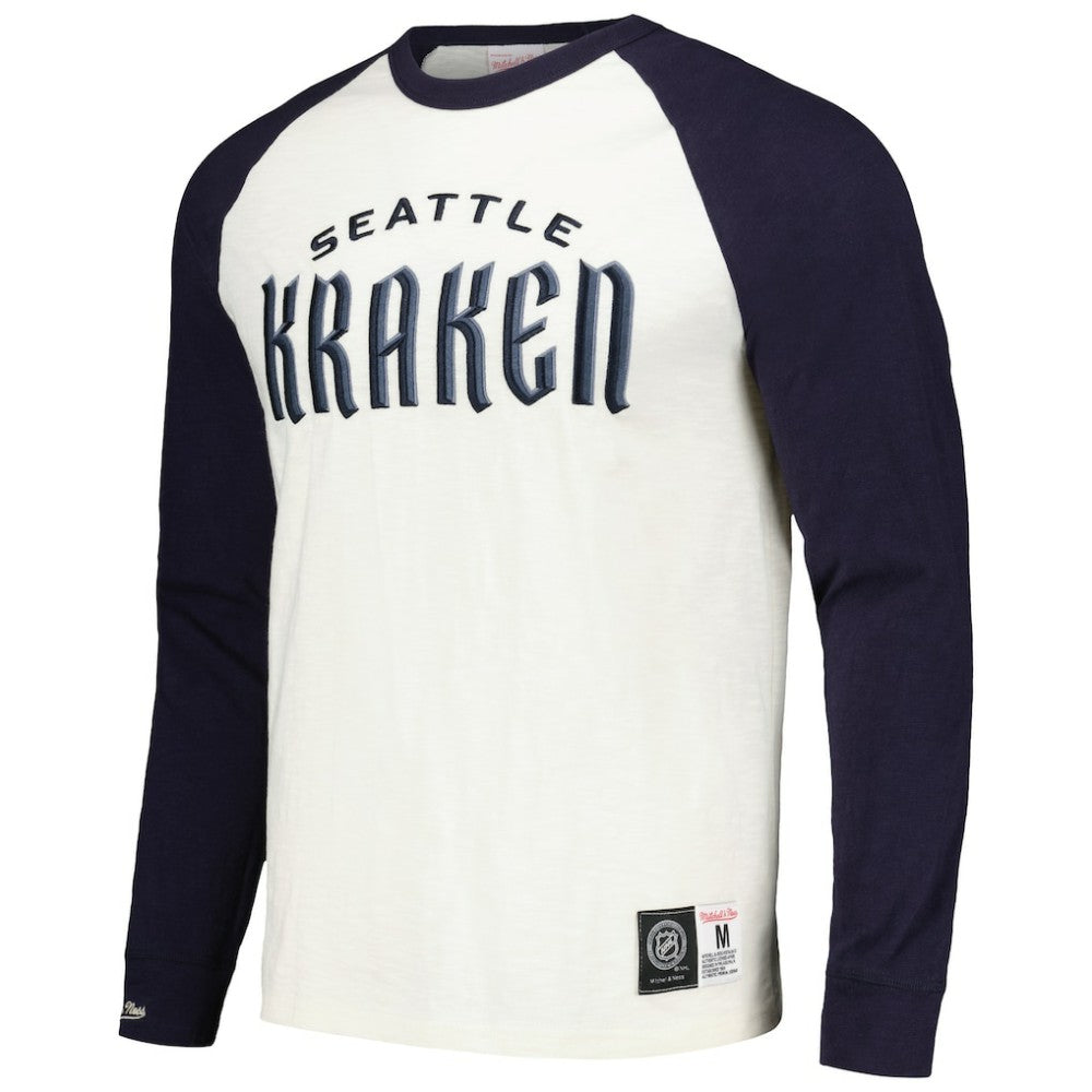 Seattle Kraken Mitchell & Ness Legendary Slub Vintage Raglan Long Sleeve T-Shirt - Cream | US 201112934