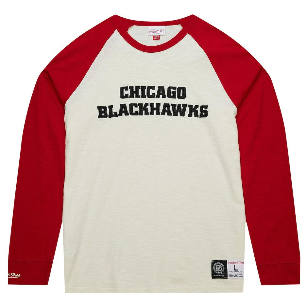 Chicago Blackhawks Mitchell & Ness Legendary Slub Vintage Raglan Long Sleeve T-Shirt - Cream | US 201112939
