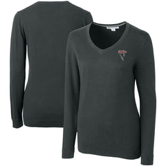 Atlanta Falcons Cutter & Buck Women's Throwback Logo Lakemont Tri-Blend V-Neck Pullover Sweater - Heather Charcoal Pullover