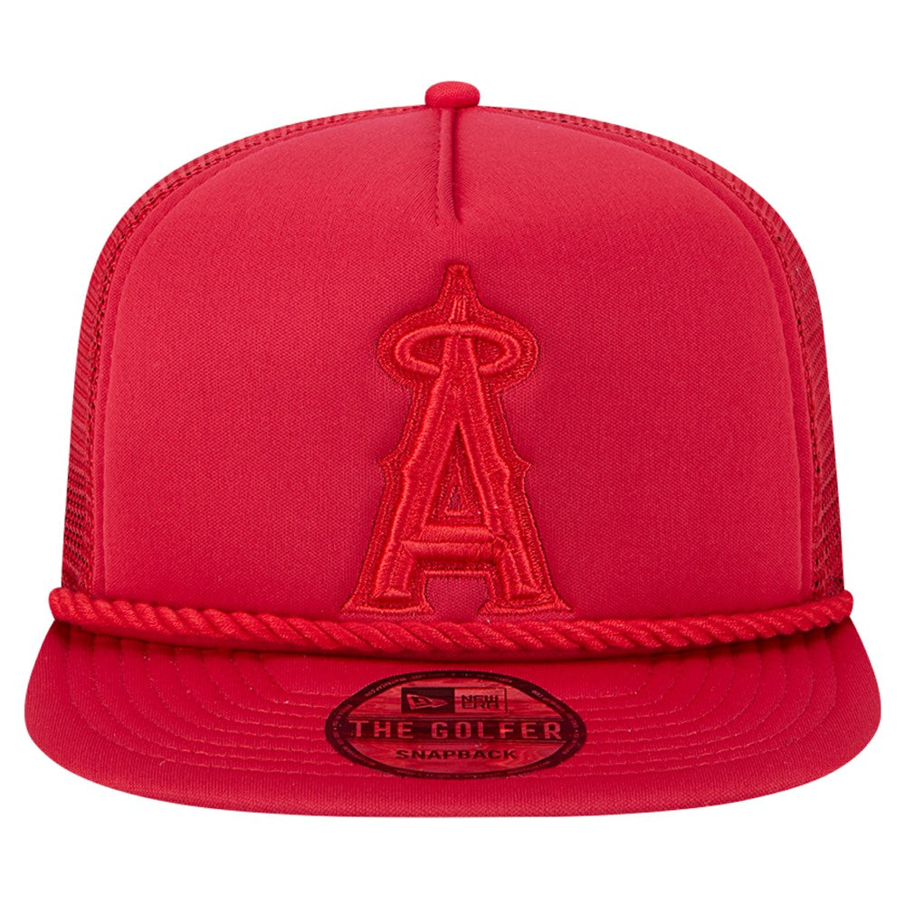 Los Angeles Angels New Era Tone Foam Meshback Golfer Snapback Hat - Red Hats