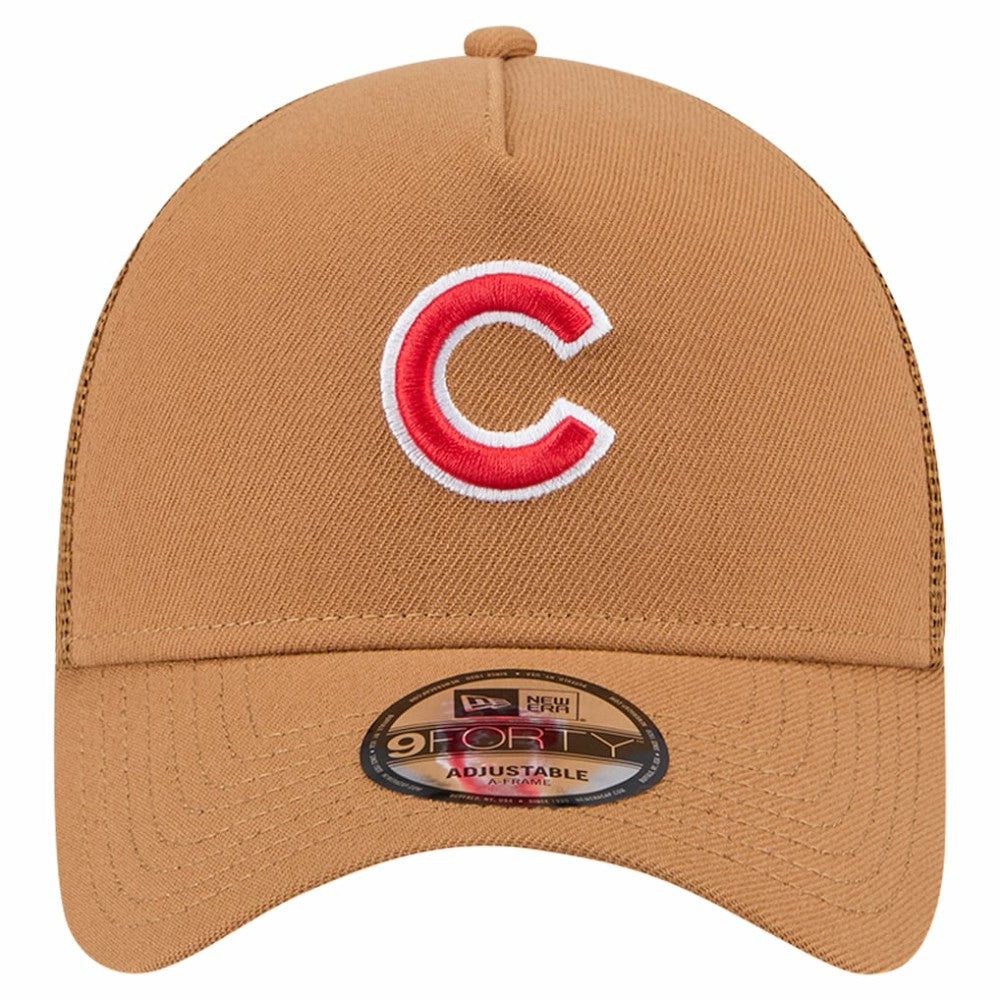 Chicago Cubs New Era A-Frame Trucker 9FORTY Adjustable Hat - Brown Hats