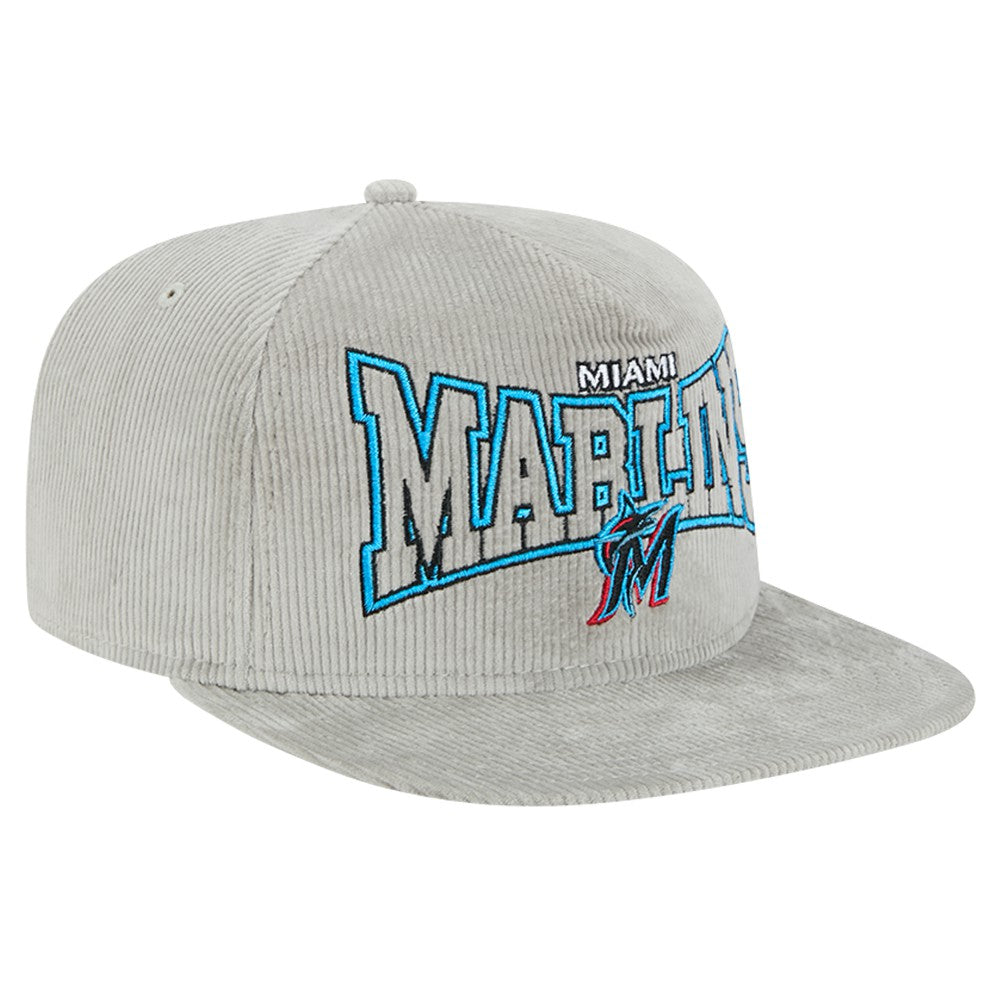 New Era Miami Marlins Gray Corduroy Golfer Snapback Hat Hats