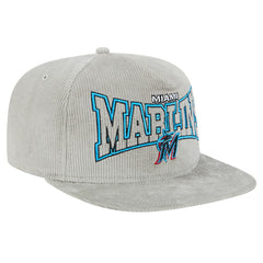 New Era Miami Marlins Gray Corduroy Golfer Snapback Hat Hats