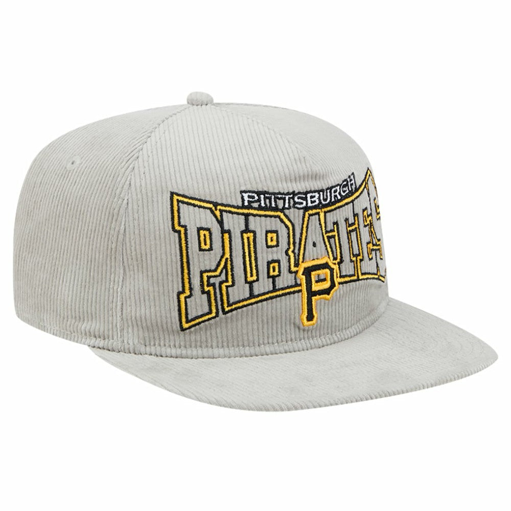 New Era Pittsburgh Pirates Gray Corduroy Golfer Snapback Hat Hats