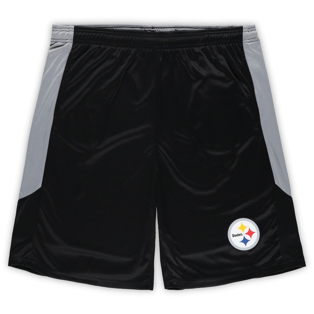 Pittsburgh Steelers Big & Tall Team Logo Shorts - Black Shorts