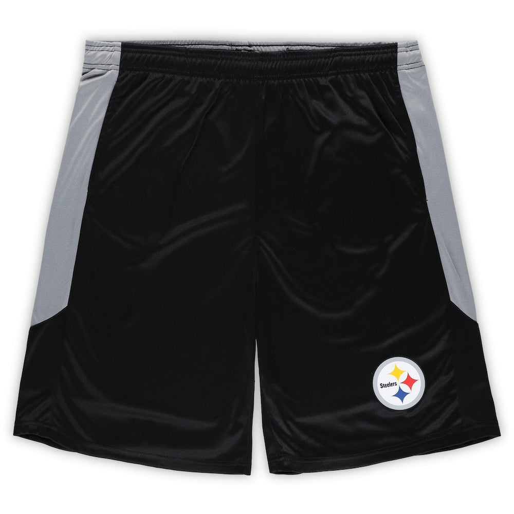 Pittsburgh Steelers Big & Tall Team Logo Shorts - Black Shorts