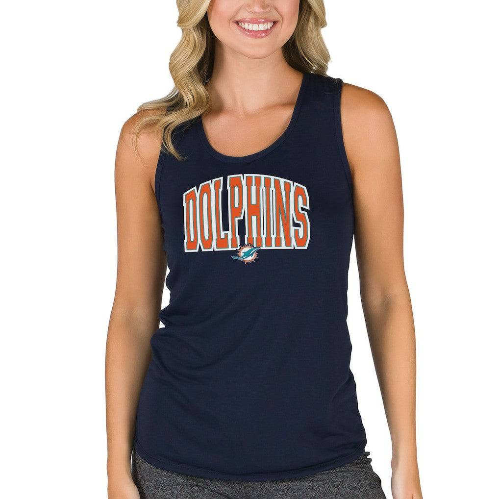 Miami Dolphins Concepts Sport Women's Marathon Racer Back Tank Top - Navy Tops
